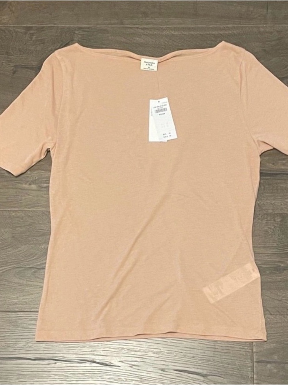 NWT Abercrombie & Fitch Light Pink Sheer Short Sleeve Top, Size Medium